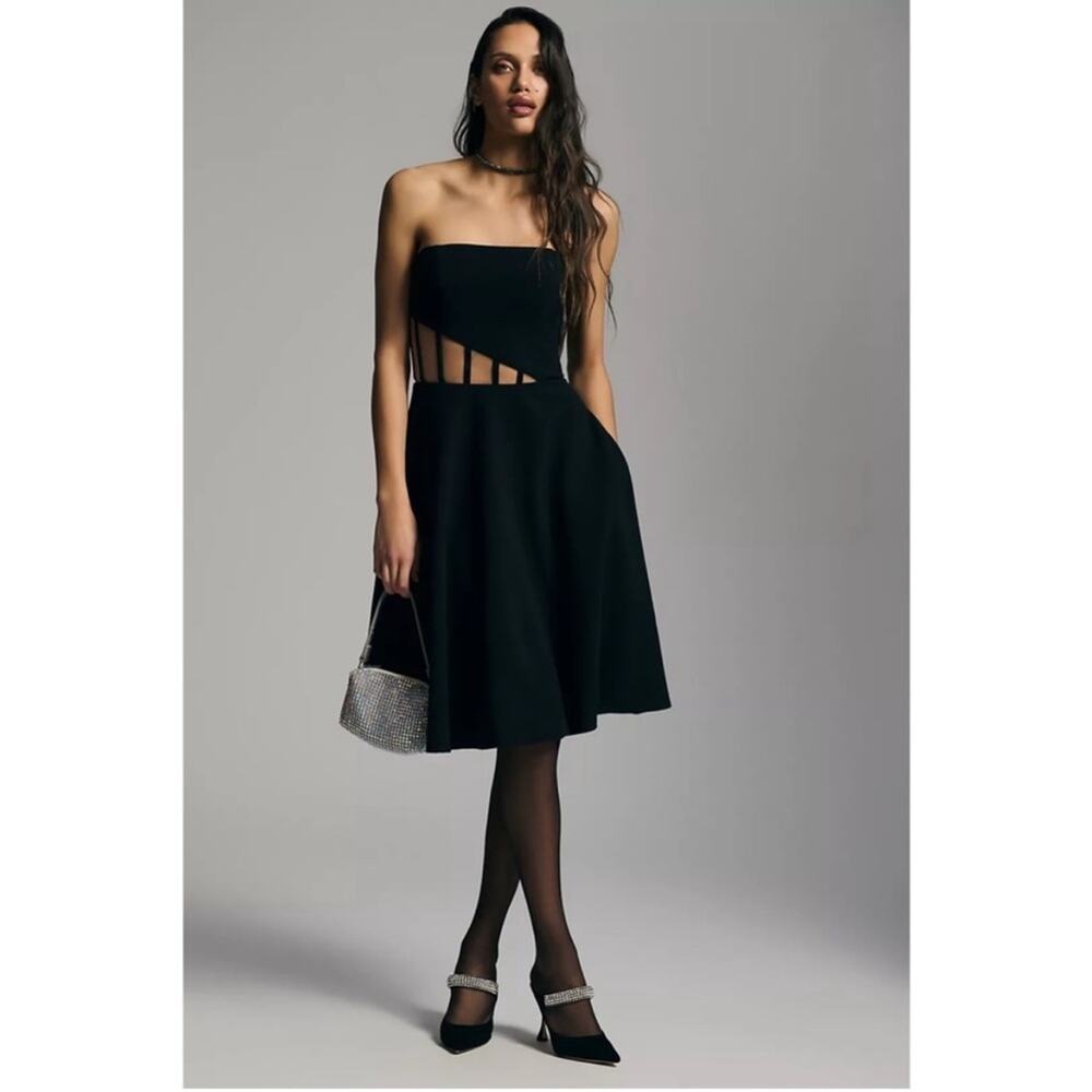Dress The Population Womens Corset Asymmetric-Panel Strapless Anneli Dress XXS